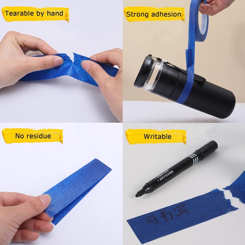 SmaringRobot Masking Tape, Blue Tapes, Painters Tape, Artist Painter's Painting Paper Tape for Multi-Purpose Wall Paint, DIY Crafts, Scrapbook, Decoration, Labeling, Edge Finishing, 0.94INx60.1YDSx6 Rolls=360.6YDS - Image 4